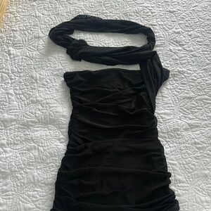 Peppermayo black dress “Breaking News mini dress” Strapless Dress with Scarf